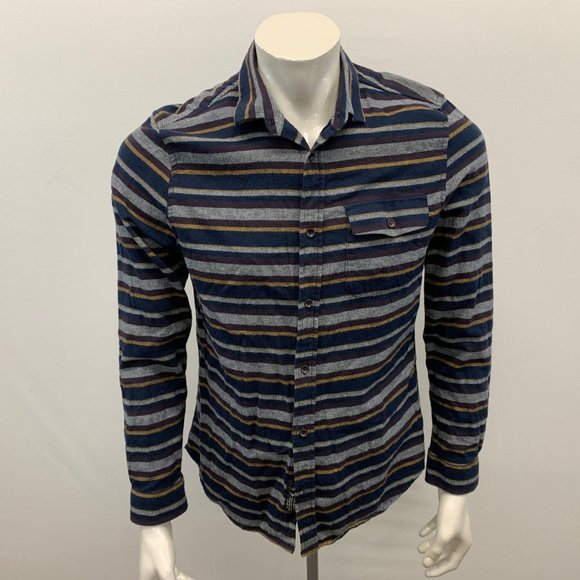 Threadbare Denim Corps Shirt Men’s M Blue stripe S - Picture 1 of 5